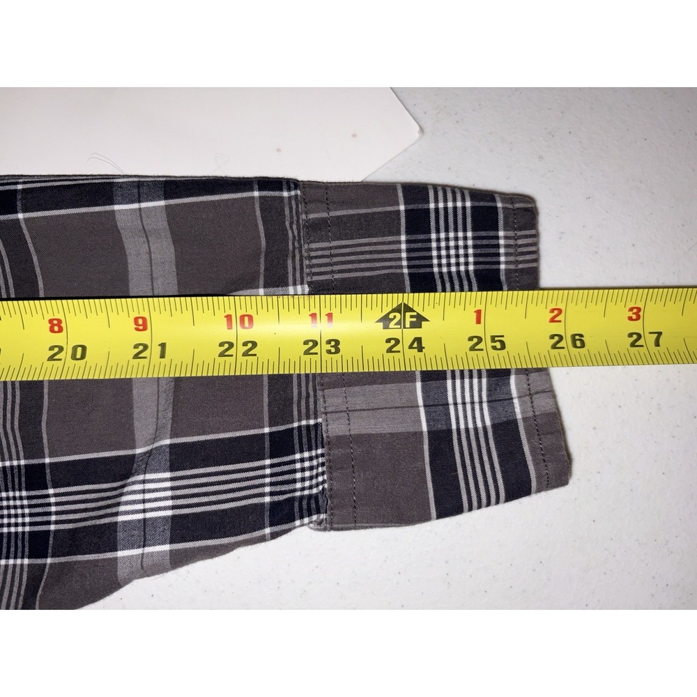 J Crew mens M Shirt Long sleeve button plaid Gray Black White 100% Cotton - Picture 4 of 6